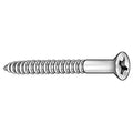 Wood Screw, #10, 1-1/4 in, Plain Brass Flat Head Phillips Drive, 100 PK