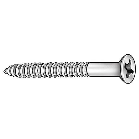 Wood Screw, #10, 1-1/4 in, Plain Brass Flat Head Phillips Drive, 100 PK
