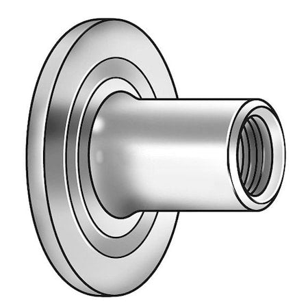 Round Weld Nut, 1/4"-20, Steel, 3/64 in Ht, 50 PK