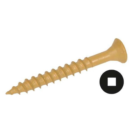 Wood Screw, #6, 3/4 in, Zinc Plated Steel Flat Head Square Drive, 100 PK