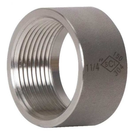 304 Stainless Steel Half Coupling, 1-1/4 in FNPT, Class 150, 300 psi Max Pressure