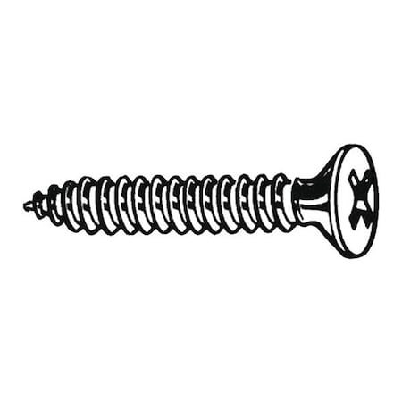 Sheet Metal Screw, #8 x 3/8 in, Zinc Plated Steel Flat Head Phillips Drive, 100 PK