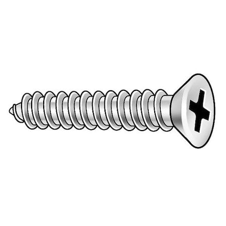 Sheet Metal Screw, #10 x 3 in, Plain 18-8 Stainless Steel Flat Head Phillips Drive, 100 PK