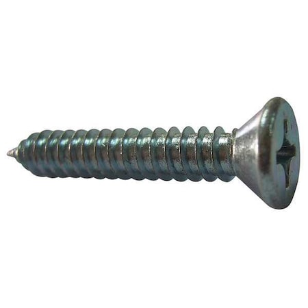 Sheet Metal Screw, #6 x 1/2 in, Zinc Plated Steel Flat Head Phillips Drive, 100 PK