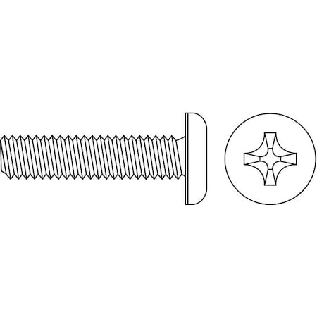 #8-32 x 1/2 in Phillips Pan Machine Screw, Zinc Plated Steel, 100 PK