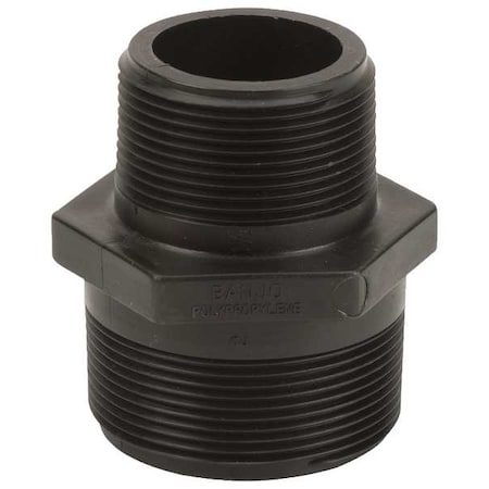 Reducing Nipple, Polypropylene, 2" x 1-1/2", Schedule 80, 300 psi Max Pressure