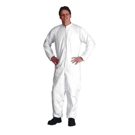 Serged Seams. Standard Collar. Set Sleeve Design. Elastic Wrists and Ankles. Zipper Closure. White. MD