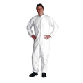 Serged Seams. Standard Collar. Set Sleeve Design. Elastic Wrists and Ankles. Zipper Closure. White. MD
