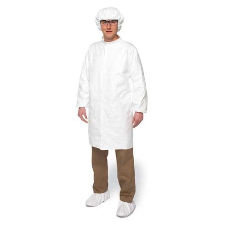 Tyvek IsoClean Disposable Lab Coat, Tyvek(R) IsoClean(R), Snaps Closure, White, XL, 30 PK