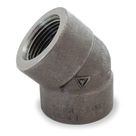 45 Degree Elbow 45 Degree Elbow, 1-1/2" Pipe, FNPT, Black Forged Steel, Class 3000