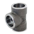 Tee Tee, 2-1/2" Pipe, Socket Weld, Black Forged Steel, Class 3000