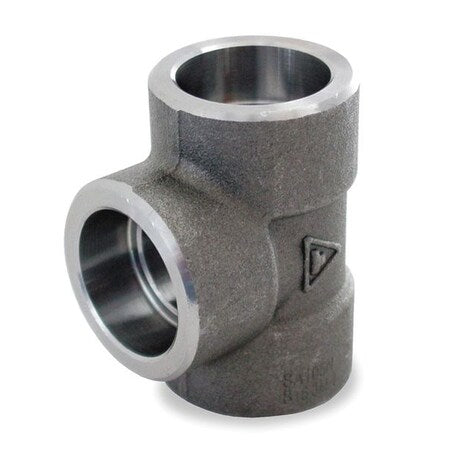 Tee Tee, 2-1/2" Pipe, Socket Weld, Black Forged Steel, Class 3000