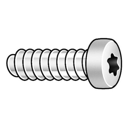 Thread Cutting Screw, M2.5 x 10 mm, Trivalent Clear Chromate, Zinc Steel Pan Head Torx Drive, 25 PK