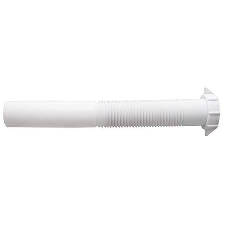 1-1/2 Dia, Polypropylene, White/Plastic, Kitchen Flexible, Tailpiece