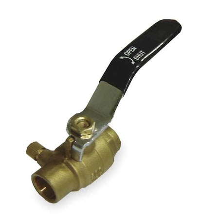 3/4" Sweat Brass Ball Valve with Drain Inline