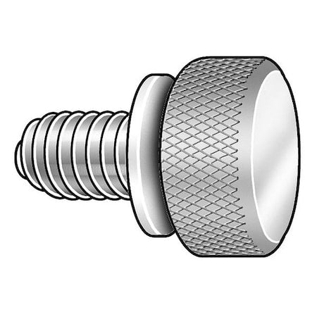 Thumb Screw, #10-32 Thread Size, Round, Plain 18-8 Stainless Steel, 5/32 in Head Ht, 3/8 in Lg