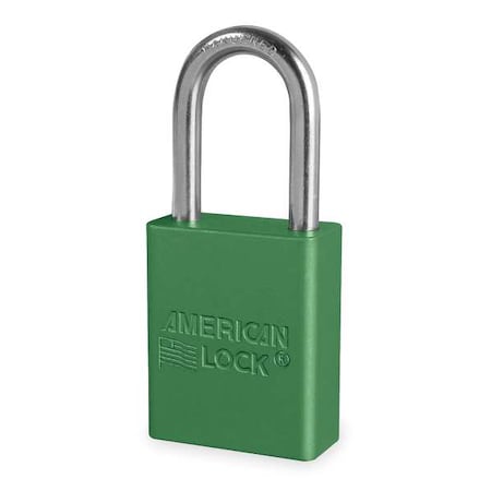 Lockout Padlock, Keyed Alike, Aluminum, Green, 1 1/2 in Shackle Height, 1 1/2 in Body Width