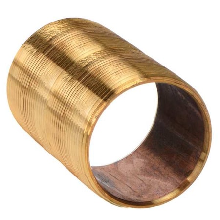 3/4" MBSPT x MNPT x 1-3/8" TBE Red Brass Pipe Nipple Sch 40