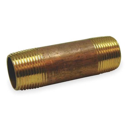 1/8" MNPT x 3" TBE Red Brass Pipe Nipple Sch 40