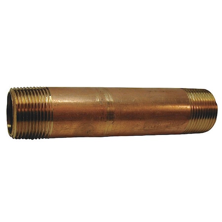 4" MNPT x 5" TBE Red Brass Pipe Nipple Sch 40