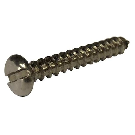 Sheet Metal Screw, #6 x 5/8 in, Plain 18-8 Stainless Steel Pan Head Slotted Drive, 100 PK