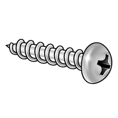 Sheet Metal Screw, #4 x 3/8 in, Plain 18-8 Stainless Steel Truss Head Phillips Drive, 100 PK