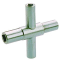T-Shaped Water Key, 1/4 in, 9/32 in, 5/16 in, 11/32 in Sizes, 3-5/32 in L, Steel, Chrome