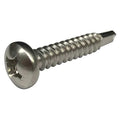 Thread Cutting Screw, #10 x 3/8 in, Plain Stainless Steel Pan Head Phillips Drive, 100 PK