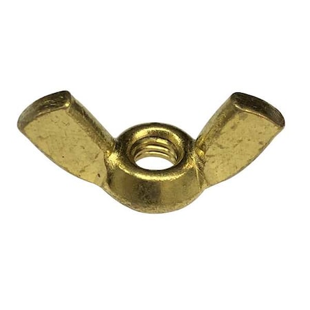 Wing Nut, #6-32, Brass, Plain, 0.406 in Ht, 23/32 in Max Wing Span, 50 PK