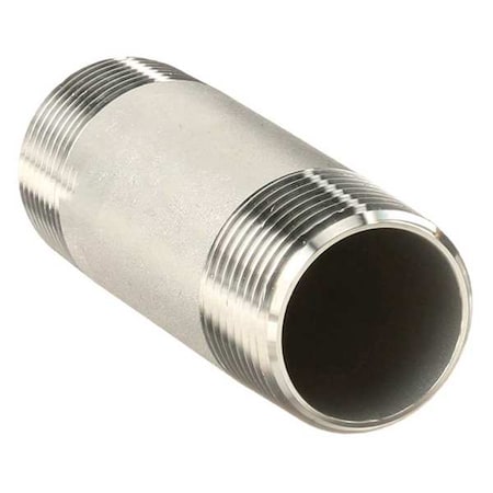 1" MNPT x 12" TBE Stainless Steel Pipe Nipple Sch 40, Thread Type: NPT