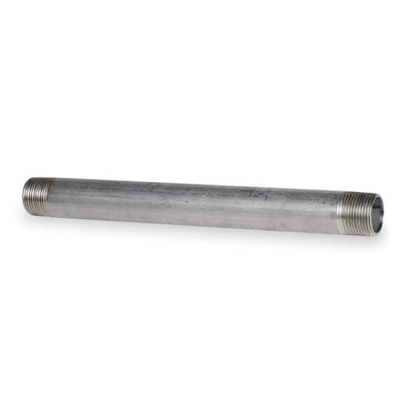 1-1/2" MNPT x 9" TBE Stainless Steel Pipe Nipple Sch 40