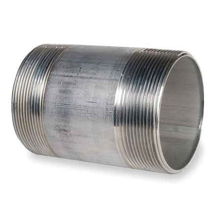 Welded 316 Stainless Steel Pipe Nipple, 3 in Pipe, 4 in L, 0.216 in Thick, MNPT x MNPT, Threaded End