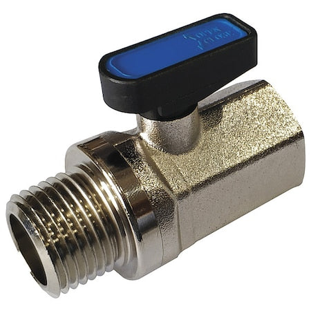 1/8" FNPT x MNPT Nickel Brass Mini Ball Valve Inline