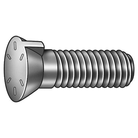 Bucket Tooth Plow Bolt, 5/8"-11 Thrd Sz, 3 in L, Flat Head, Alloy Steel, Plain, 5 PK