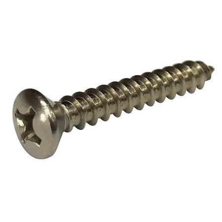 Sheet Metal Screw, #4 x 3/4 in, Plain 18-8 Stainless Steel Oval Head Phillips Drive, 100 PK