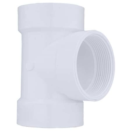 PVC Flush Clean Out Tee, FNPT x Hub x Hub, 2 in Pipe Size