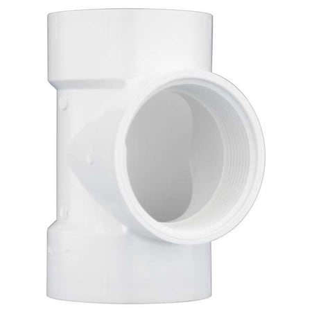 PVC Flush Clean Out Tee, FNPT x Hub x Hub, 3 in Pipe Size