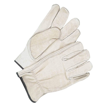 Leather Drivers Gloves, Shirred Slip-On Cuff, Keystone Thumb, Tan, M, 1 PR