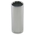 WESTWARD 1/2 in Drive, 9mm Metric Socket, 12 Points,  Steel, Chrome, 9 mm