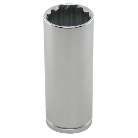 WESTWARD 1/2 in Drive, 9mm Metric Socket, 12 Points,  Steel, Chrome, 9 mm
