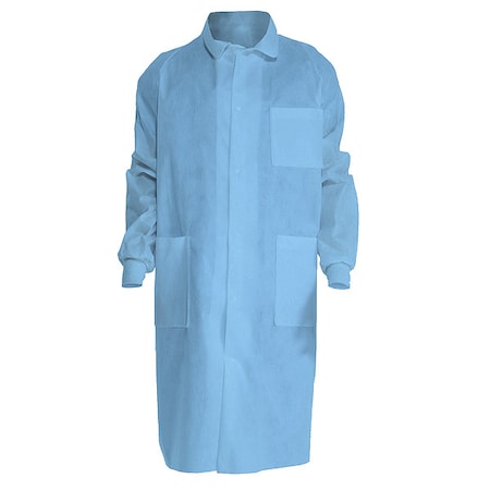 Kimtech A8 Lab Coat, SMS, Snaps Closure, Blue, L, 25 PK