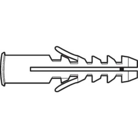 Wall Anchor, 2" L, Plastic, Not Rated Tension Strength, 100 PK
