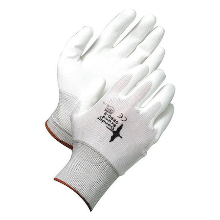 Coated Gloves, Polyurethane, Smooth, Palm, Not Rated Abrasion Level, White, 2XL (11) 1 PR