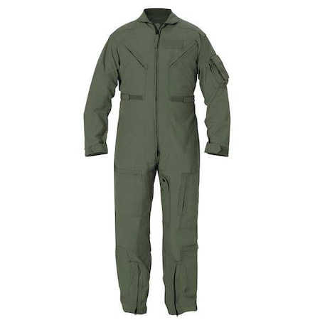 Flight Suit, Nomex(R), 4.5 oz Fabric Weight, 32 3/4 in Inseam, Freedom Green, 44 Long