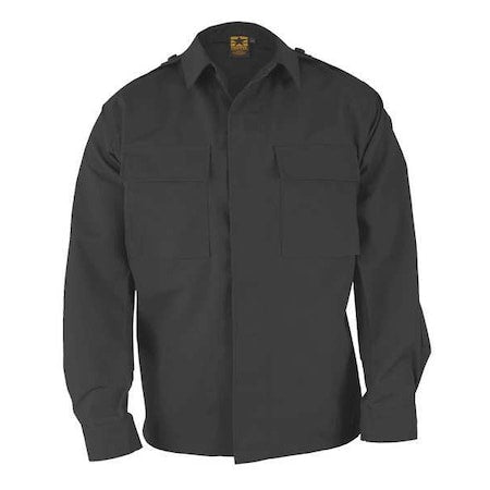 Short Sleeve BDU Shirt, 35% Cotton Ripstop, 65% Polyester, Button, 2 Pocket(s), Black, 2XL