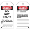 Danger Tag, Polyester, 5 1/2 in H x 3 in W, Black/Red on White, Rectangle, 25 PK