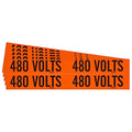 Conduit and Voltage Sign and Labels, 480 Volts, 4-1/8 in x 1-1/8 in, Self-Stick Vinyl, PK5
