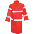 High Visibility Rain Coat with Hood, Polyester, Class 3 R, Orange, 4XL