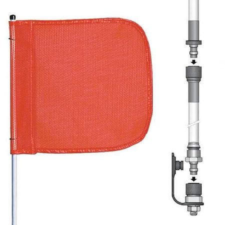 Warning Whip, White Whip, Orange Flag, Fiber Glass, Split Pole