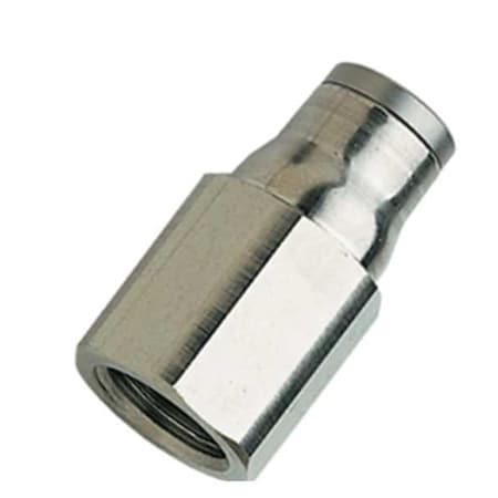 Push-Fit Adapter Fitting, 1/4 in Tube Size, Brass, Silver
